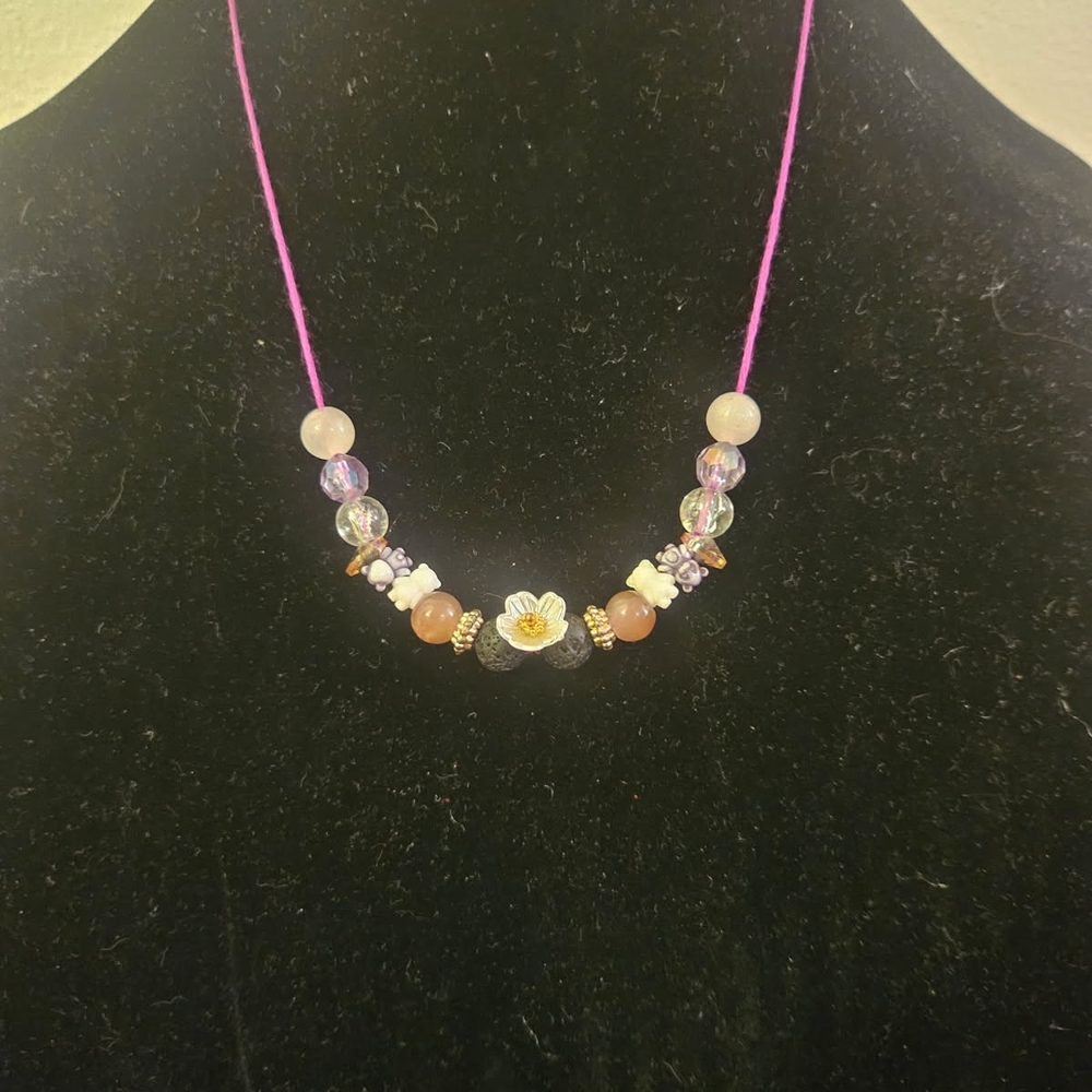 Pink and White Classic Necklace with Pearls